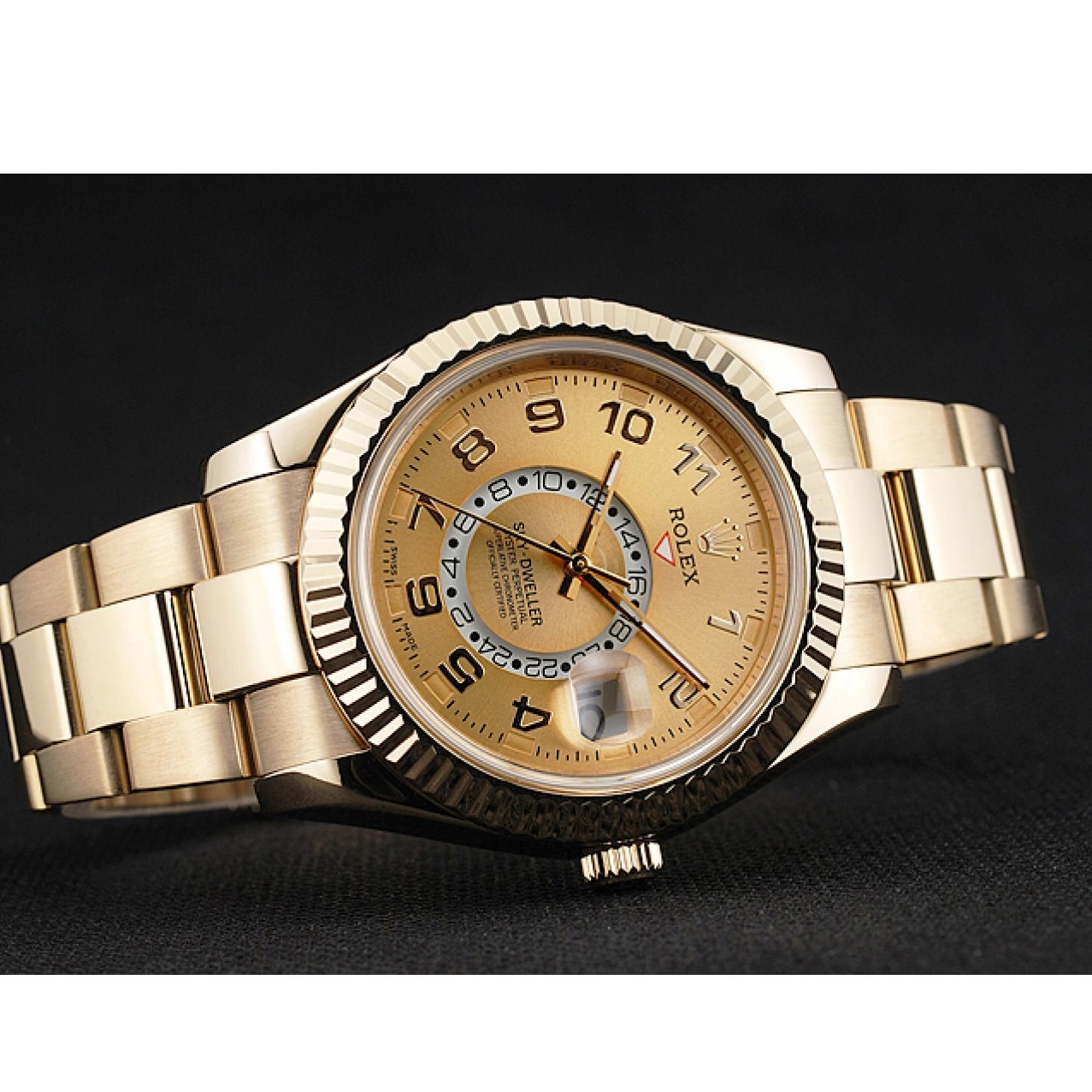 Good copy rolex watches 2012 Dweller Yellow Rolex Perpetual Edition Special Gold Oyster 80243 Sky 0821